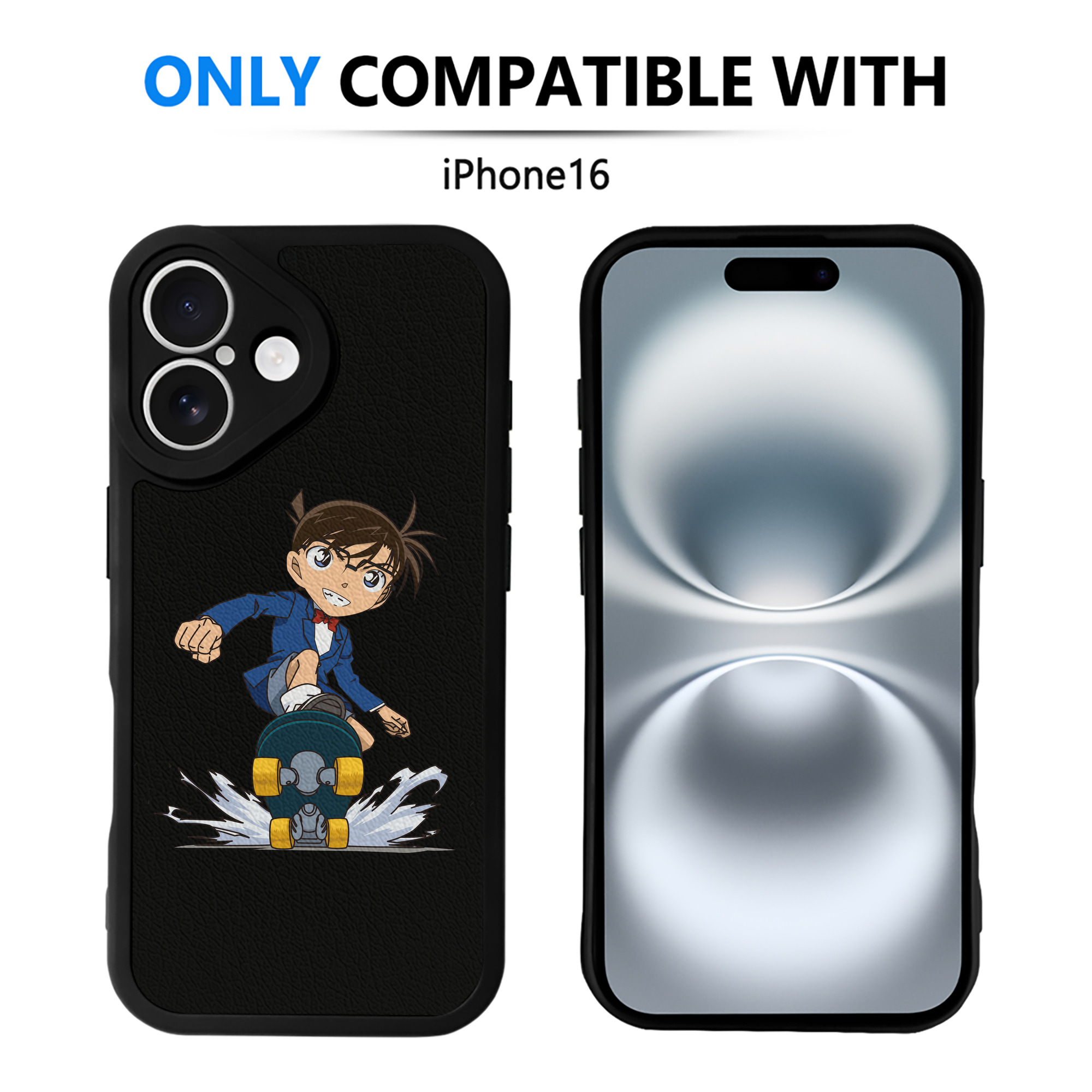 （画像用） 名探偵コナン 江戸川 コナン Detective Conan Conan Edogawa 【iPhone 16シリーズ対応】シリコンスマホケース（レザー調） 材質：シリコン
